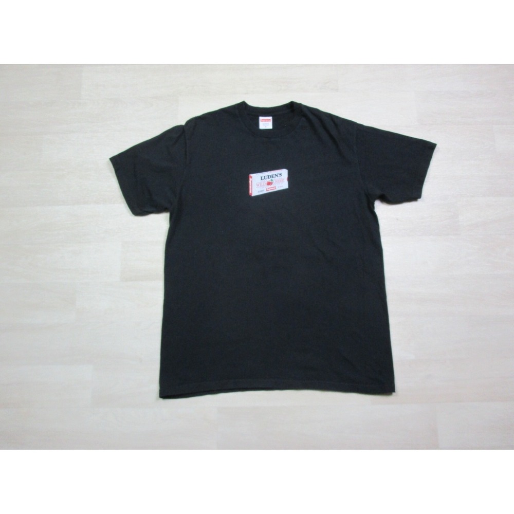 Supreme Ludens Cough Drops Box Logo Black T-Shirt Men's (M) Preowned Wild Cherry